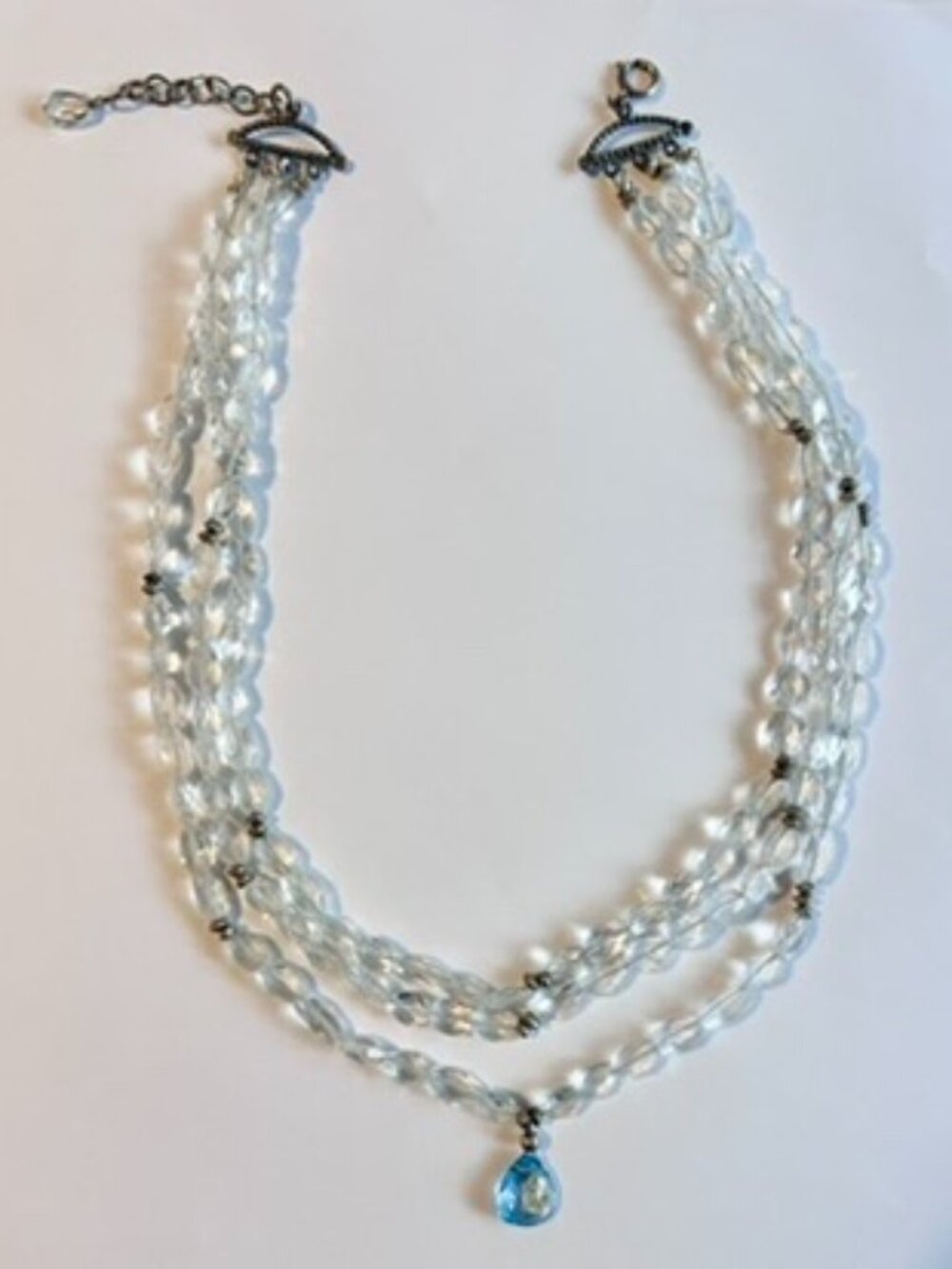 Crystal & Semi-Precious Stone 3 Strand Necklace